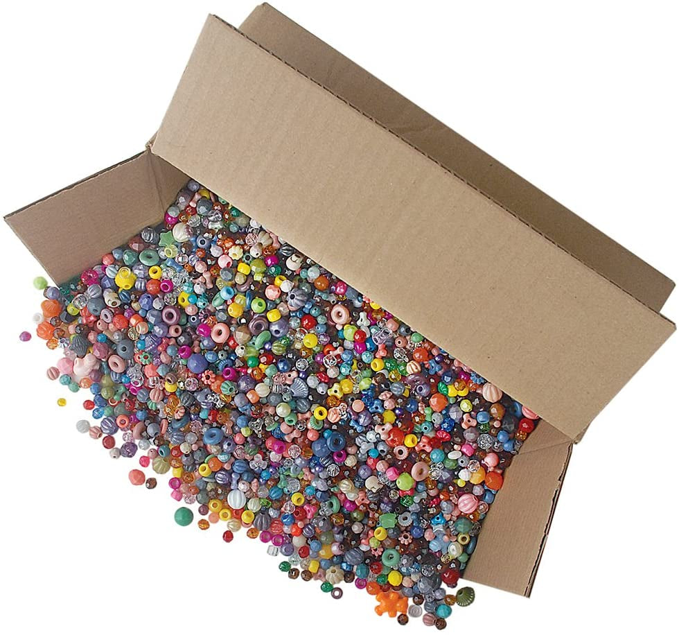 Bonanza 5LB of Mixed Craft Beads, Sizes, Plastic, Round, Multicolor