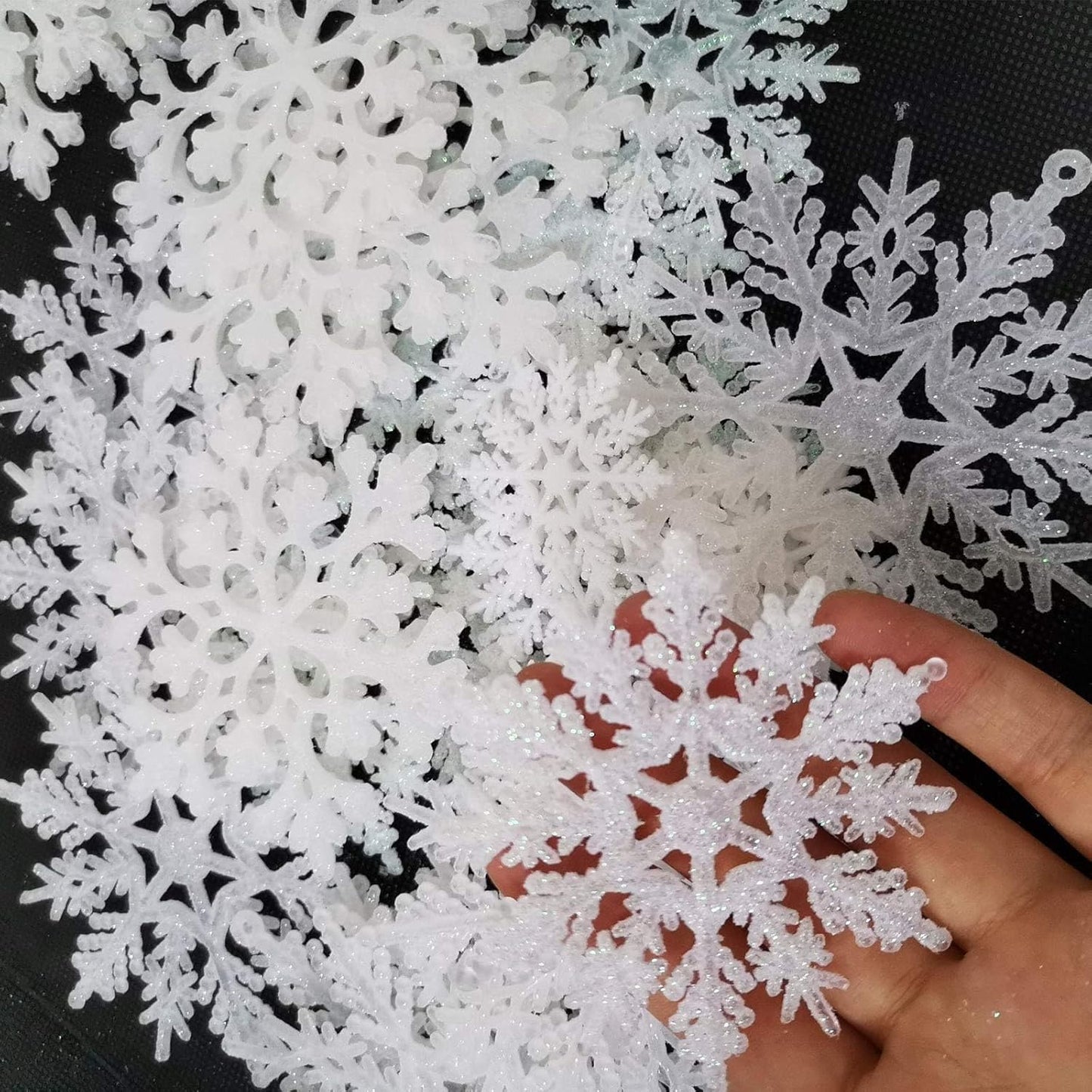 36 Pack Plastic Blue Snowflake Ornaments Christmas Winter Decorations, Hanging Snowflake Decorations for Winter Wonderland Christmas Tree