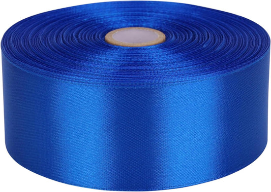 1-1/2 Inch Royal Blue Satin Ribbon 50 Yards Solid Fabric Ribbons Roll for Wedding Invitations, Bridal Bouquets, Sewing, Party Decorations, Gift Wrapping and More