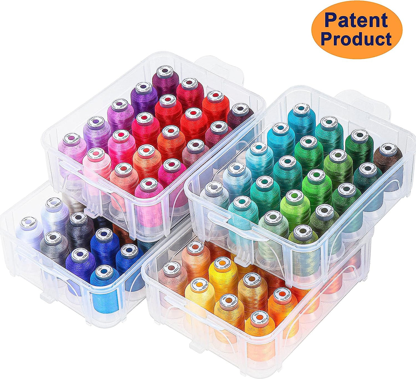 80 Spools 500M Each Embroidery Machine Thread with Clear Plastic Storage Box - Colors Compatible with Janome and Robison-Anton Colors