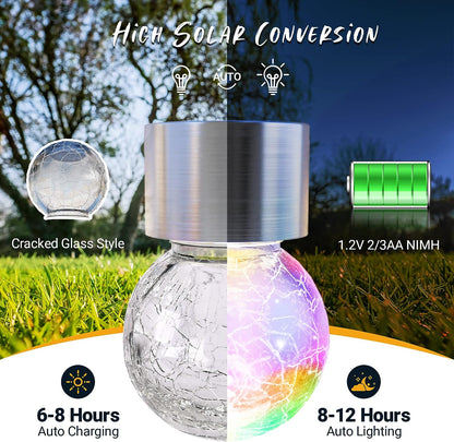 12 Pack Solar Outdoor Lights, Solar Hanging Lights for Christmas Decoration-Cracked Glass Solar Lights Outdoor Waterproof for Garden, Yard, Fence, Tree(Cold White)