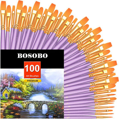 Paint Brushes Set, 2 Pack 20 Pcs Round-Pointed Tip Paintbrushes Nylon Hair Artist Acrylic Paint Brushes for Acrylic Oil Watercolor, Face Nail Art, Miniature Detailing & Rock Painting, Blue