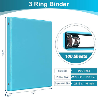 0.5-Inch 3-Ring Binder with 2 Interior Pockets, 0.5'' Basic Binders Holds US Letter Size 8.5'' X 11''For Office/Home/Back to School, 6 Pack (Assorted 6 Colors)