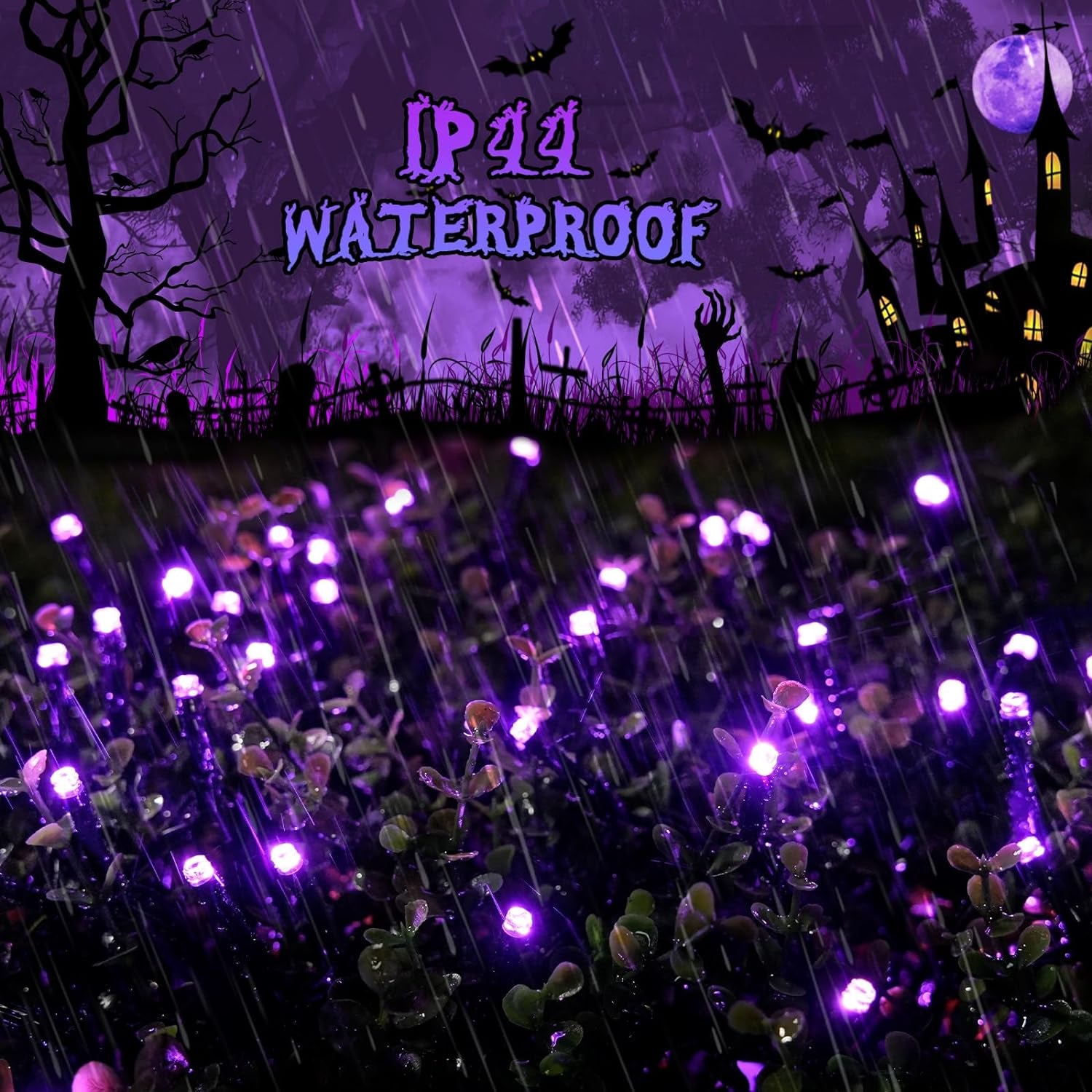 250 LED Halloween String Lights, 91.5Ft Purple Halloween Lights Outdoor Waterproof, 8 Lighting Modes Connectable Christmas Tree Lights for Yard Patio Party Holiday Decorations