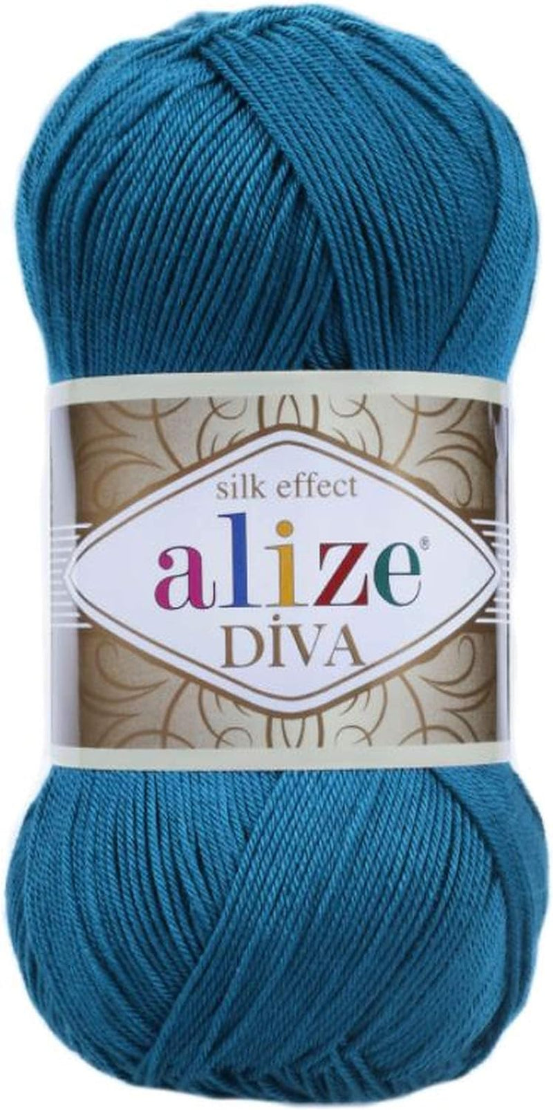 Diva Silk Effect 100% Microfiber Acrylic Yarn 1 Ball Skeins 100Gr 383Yds Color (361 - Navy)