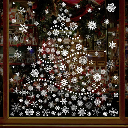 284 Pcs Christmas Window Clings Christmas Window Stickers Snowflake Window Clings Decals for Christmas Decorations Holiday Decorations Ornaments Party Supplies 9 Sheets