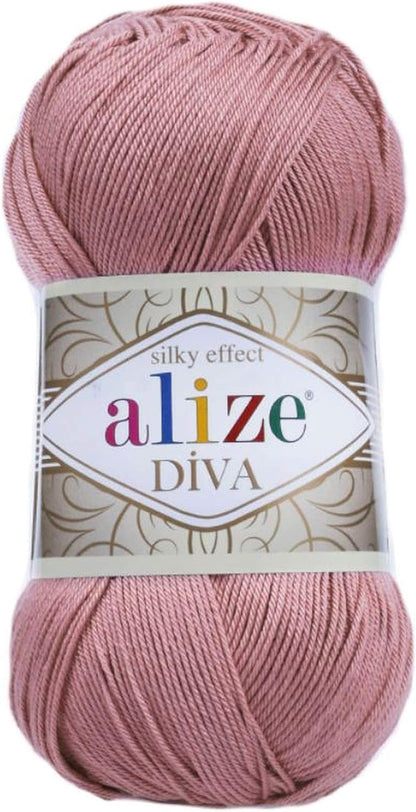 Diva Silk Effect 100% Microfiber Acrylic Yarn 1 Ball Skeins 100Gr 383Yds Color (361 - Navy)