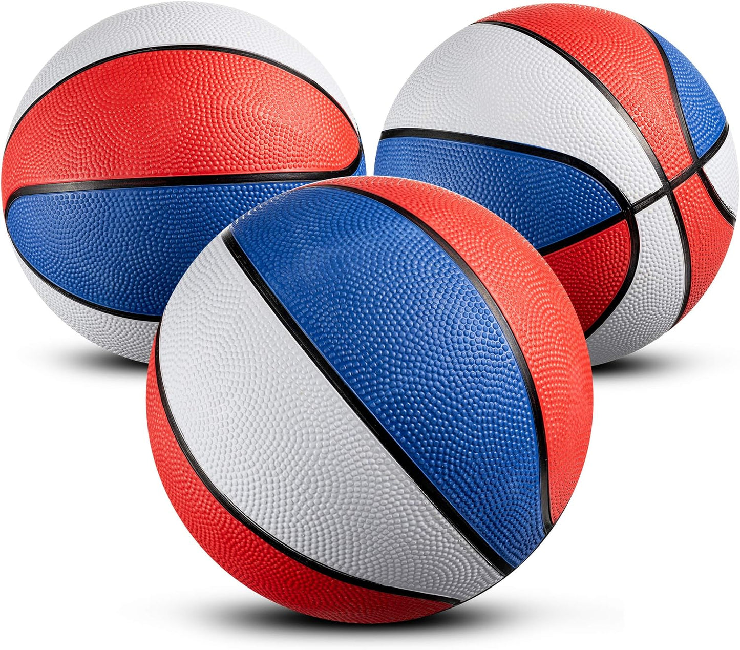 Mini Basketballs - (7 Inch, Size 3) Pack of 3 - Mini Hoop Basketball Set for Indoor, Outdoor, Pool Parties, Small Hoops Basketball Game Party Favors for Kids Patriotic Red, White and Blue Colors