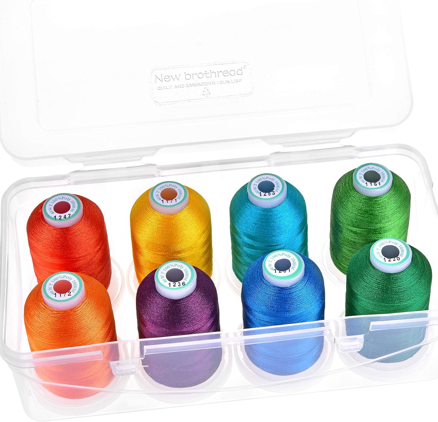 - 20 Options - 8 Snap Spools of 1000M Each Polyester Embroidery Machine Thread with Clear Plastic Storage Box for Embroidery & Quilting - Variegated Color1