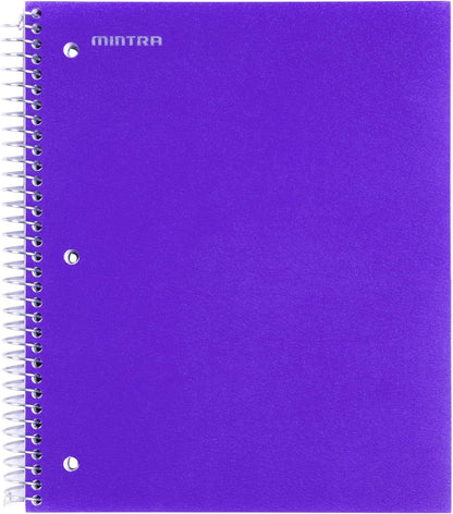 Office Durable Spiral Notebooks, 3 Subject (Ateal, Purple, White, College Ruled 3Pk)