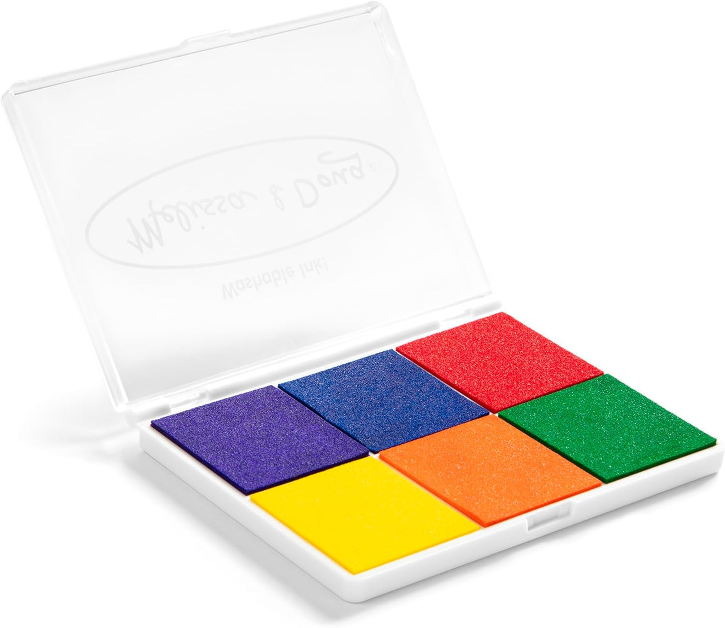 Rainbow Stamp Pad for Rubber Stamps, Arts and Crafts Supplies for Kids Ages 4+, 6 Washable Inks