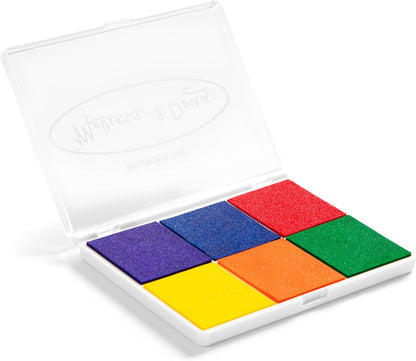 Rainbow Stamp Pad for Rubber Stamps, Arts and Crafts Supplies for Kids Ages 4+, 6 Washable Inks