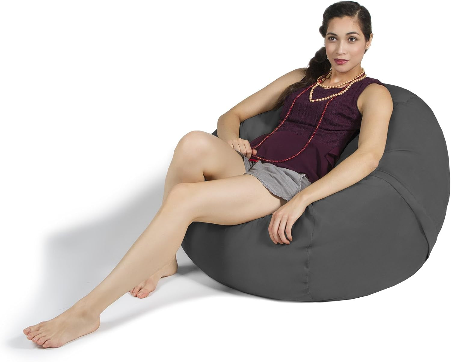 Saxx 3 Foot Bean Bag Chair with Removable Cover, 3', Charcoal