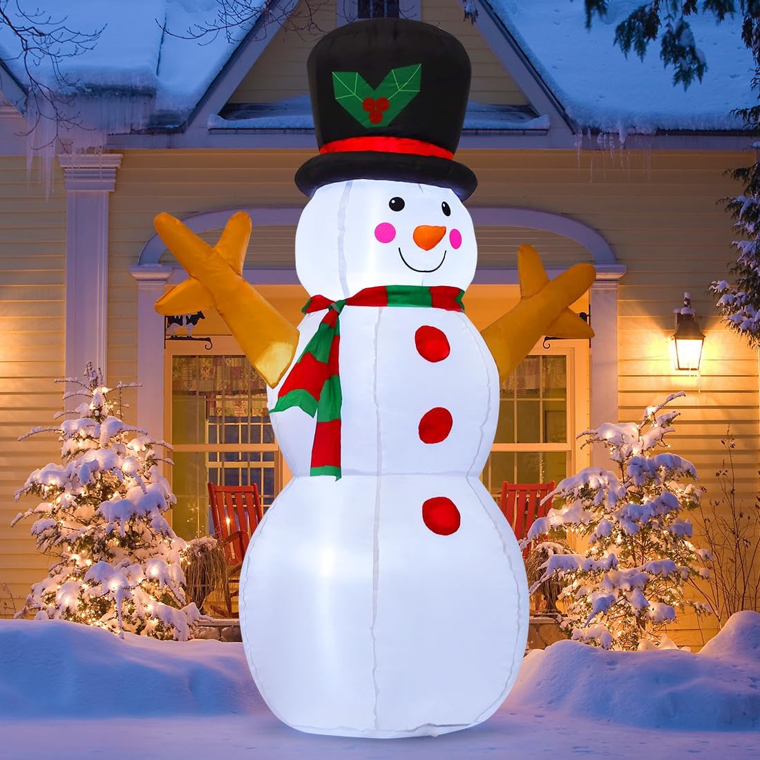 5 FT Christmas Snowman Inflatable Decoration Blow up Snowman Outdoor Christmas Yard Decoration with Branch Hand Blow up Holiday Indoor Outdoor Party Garden Yard Decoration