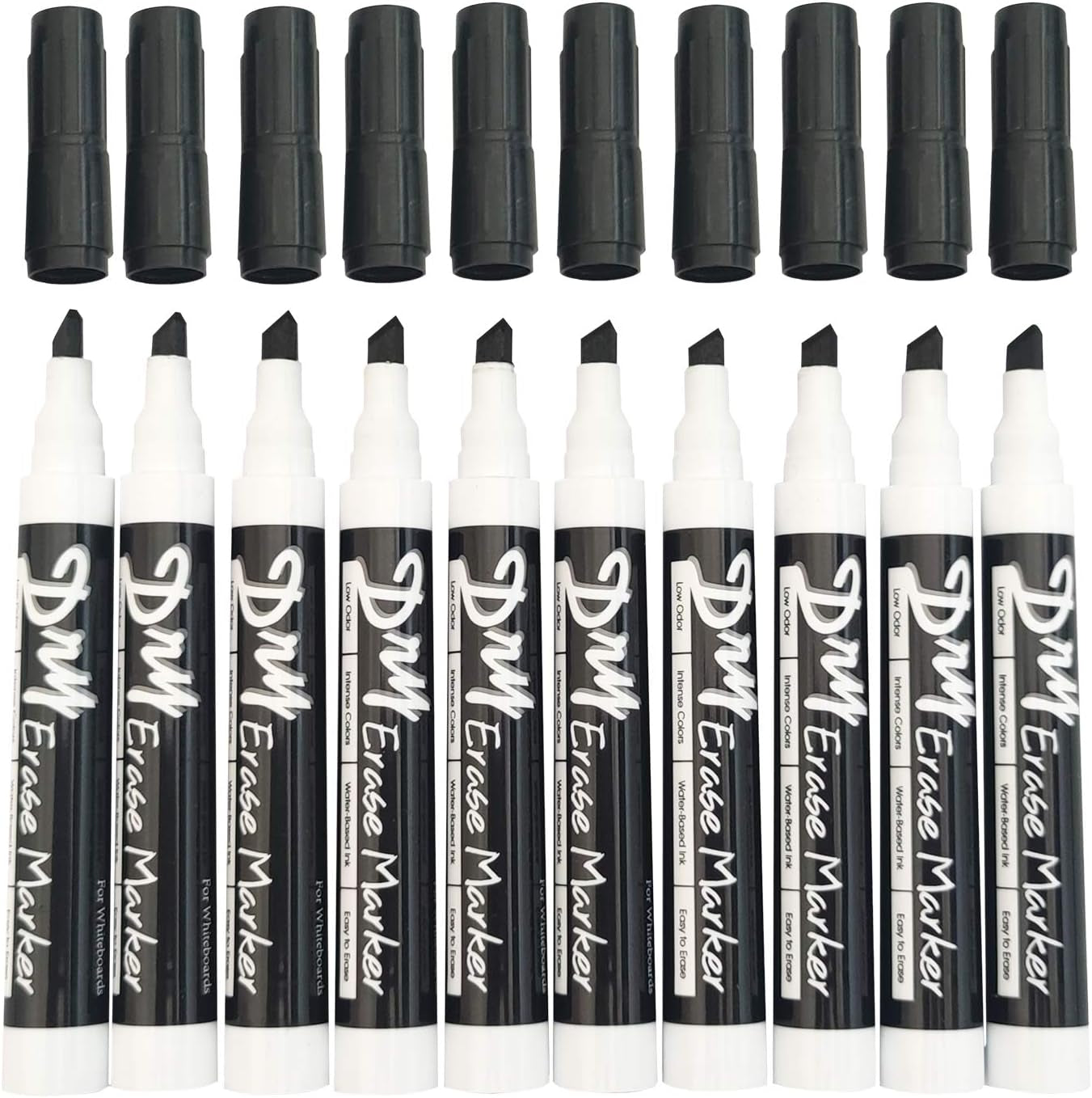 Dry Erase Markers Low Odor Chisel Tip Whiteboard Markers Pack of 10,10 Colors