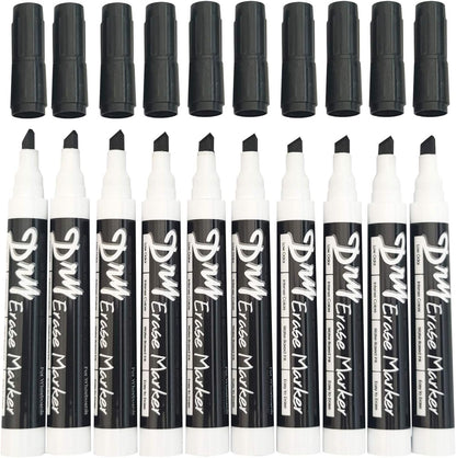 Black Dry Erase Markers Low Odor Chisel Tip Whiteboard Markers Pack of 10