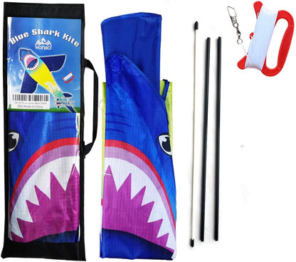 Large Shark Kites for Kids & Adults, Easy to Fly, Beginner Kite for Boys & Girls for Outdoor Game, Beach Trip, and 60 Meters String for Summer