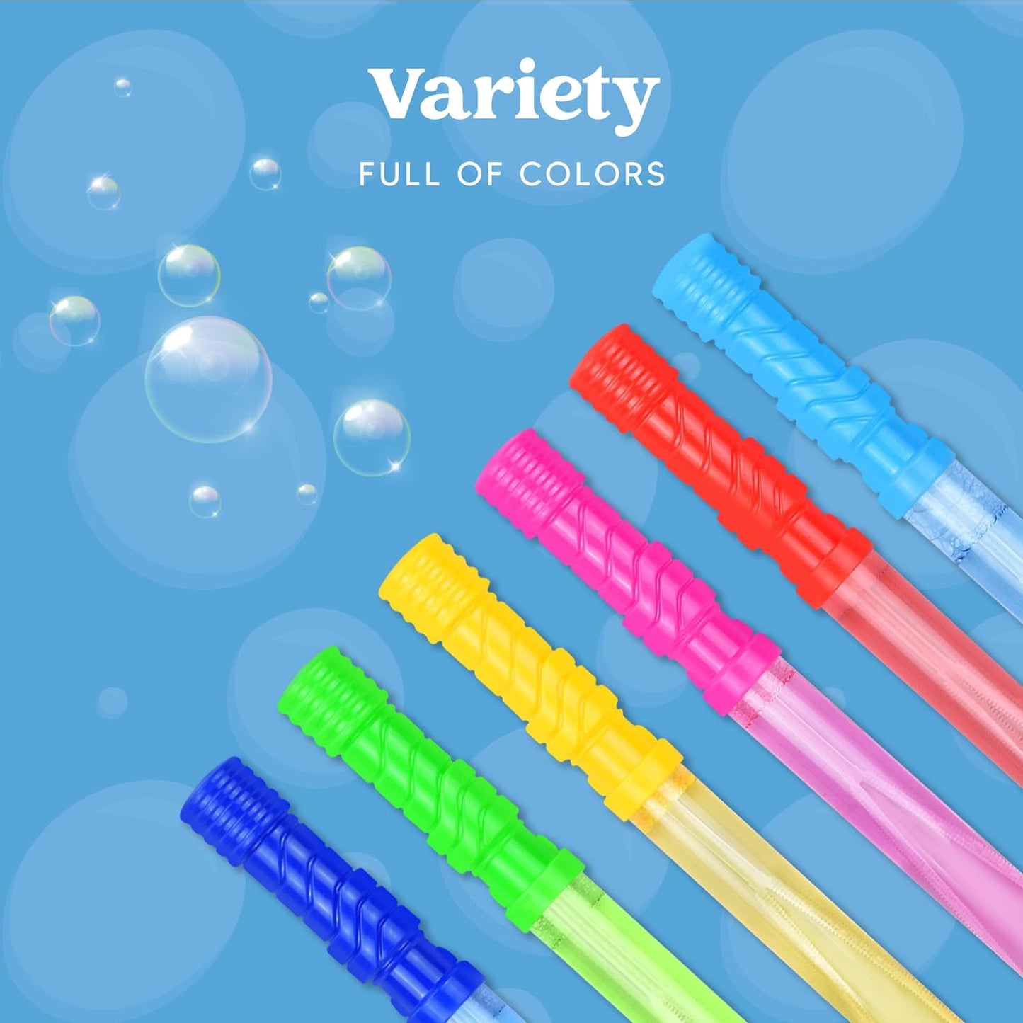 14.6’’ Big Bubble Wands for Kids, 6 PCS Bubble Wand with Bubbles Refill Solution for Summer Toy Party Favor, Outdoors Activity, Easter Basket Stuffers, Birthday Gift