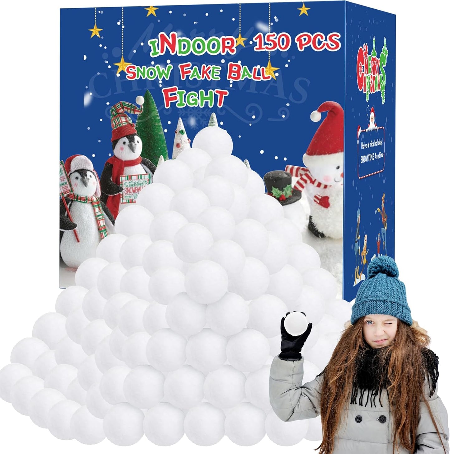 150 PCS Snow Toy Balls for Kids Indoor, Artificial Snow Kid Toys Balls, Indoor Snow Fight Ball Set, Snow Fake Balls Party Supplies Parent-Child Interactive Throwing Game