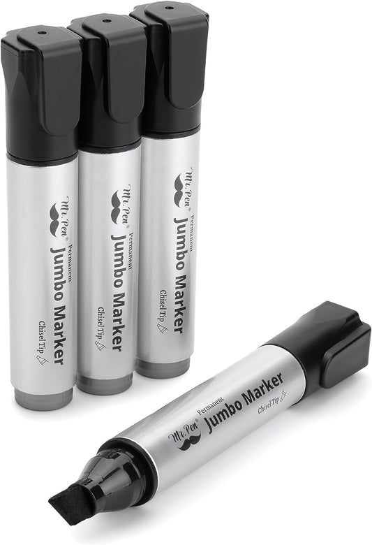 - Jumbo Permanent Markers, 4 Pack, Chisel Tip, Black Markers Permanent, Permanent Markers Black Markers, Thick Permanent Marker, Thick Markers, Jumbo Markers, Large Markers, Wide Tip Markers