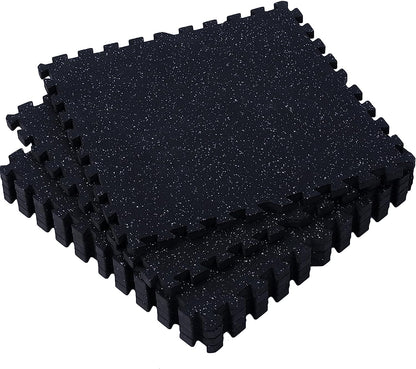 0.79 Inch Gym Flooring for Home Gym, 6 Tiles Exercise Equipment Mats with Rubber Top, Interlocking Rubber Floor Tiles for Home Gym and Fitness Room, Protective Flooring Mat Black/Blue