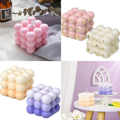 Cube Candle Molds, 6 Cavity 3D Bubble Silicone Molds for Candles Making, Cake Mold for Baking Chocolate Dessert Mousse Cake Ice Cream and Making Soap Wax