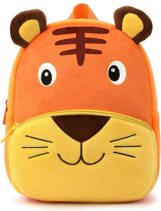 Toddler Backpack for Boys and Girls, Cute Soft Plush Animal Cartoon Mini Backpack Little for Kids 2-6 Years (Tiger)