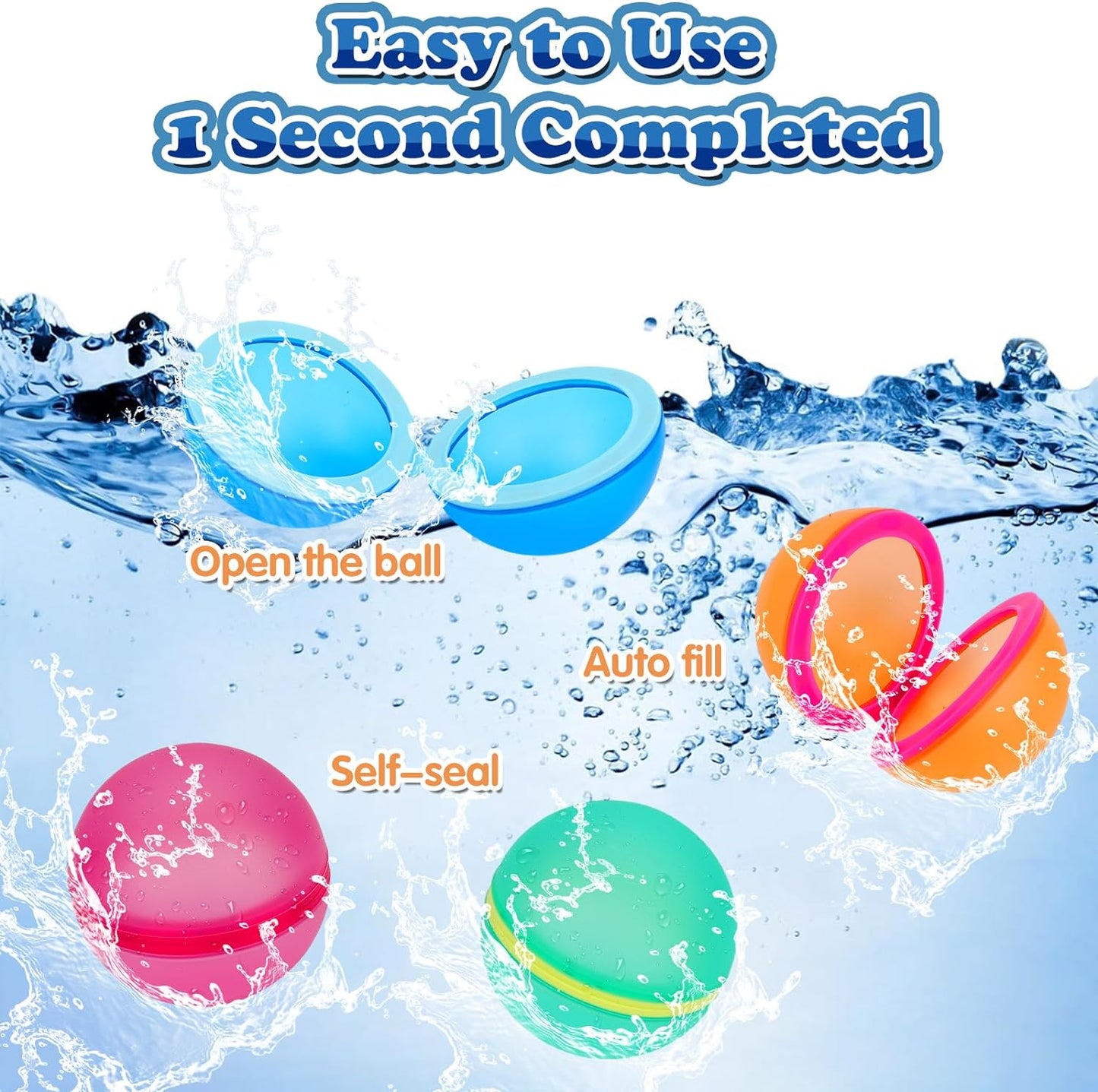 Magnetic Reusable Water Balloons for Kids: 12 PCS Self Sealing Refillable Water Balloons Quick Fill Beach Toys for Toddlers Outdoor Pool Summer Bath Toys for Kids Ages 3-12 Water Balls for Boys Girls