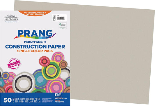 (Formerly ) Construction Paper, Gray, 12" X 18", 50 Sheets