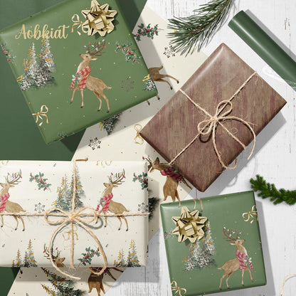 24PCS Christmas Green Brown Gift Wrapping Paper for Family Friends Present Packaging,20 X 15 Inch Olive Leaf Themed Tissue Paper for Green Boho Wedding Decorations,Birthday Party,Diy Craft