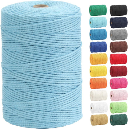 Macrame Cord,  100% Natural Cotton Rope 3Mm X 328 Yards 4 Strand Twisted Macrame Rope Cotton Twine String for DIY Crafts Knitting Dream Catcher Plant Hanger Wedding Decor