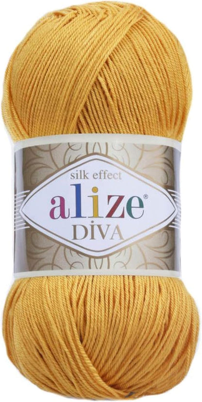 Diva Silk Effect 100% Microfiber Acrylic Yarn 1 Ball Skeins 100Gr 383Yds Color (361 - Navy)