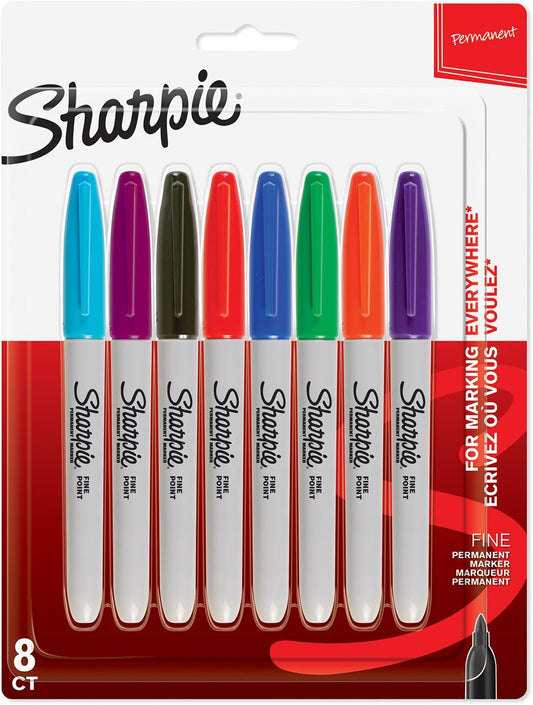 Fine Tip Permanent Marker - Assorted Colours (Pack of 8)