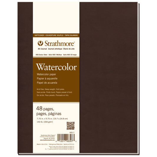 400 Series Art Journal Watercolor Paper, Soft Cover Binding, 48 Page/24 Sheet, 7.75x9.75 inch, 1 Count