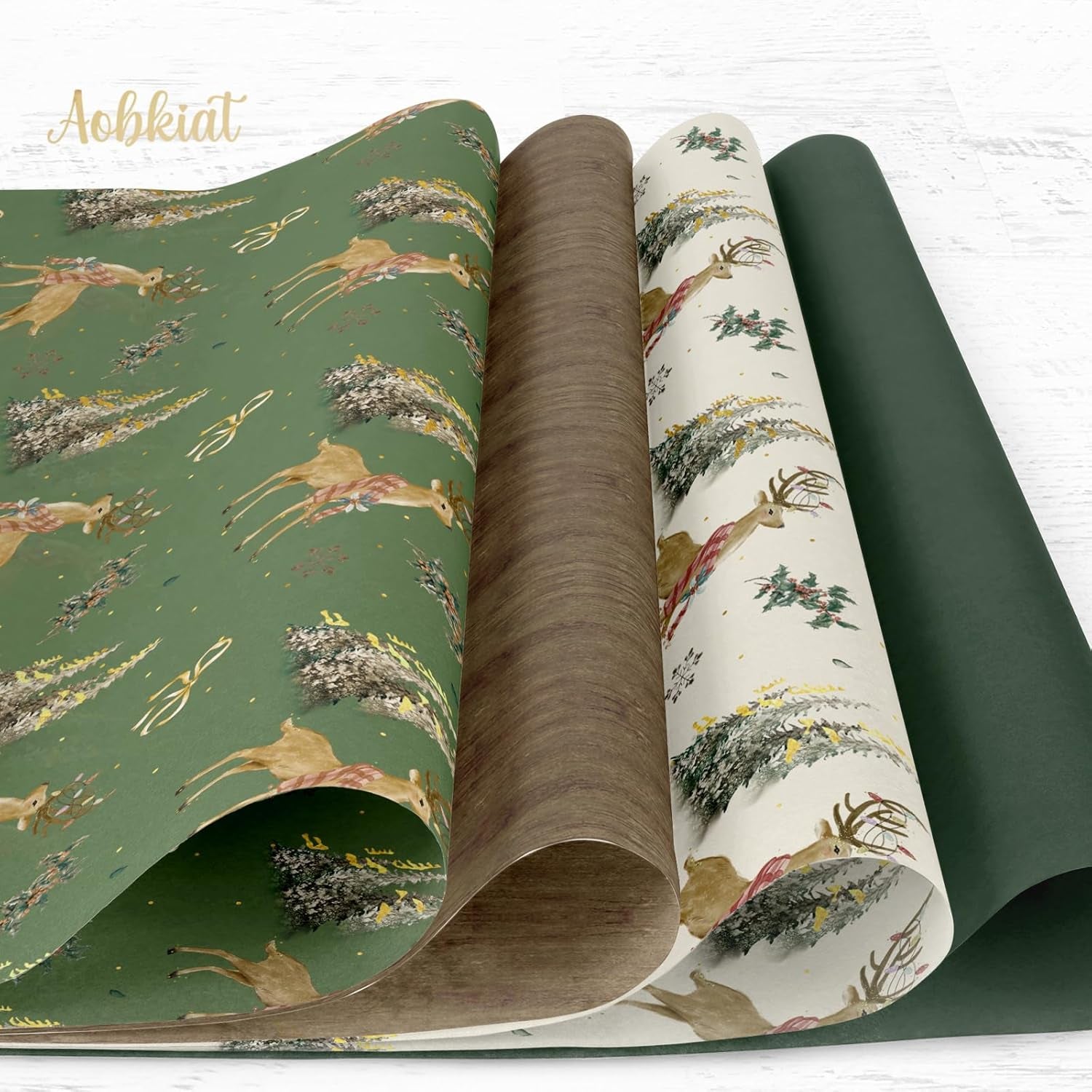 Wrapping Tissue Paper for Christmas Gift Bag,24 Sheets Green Tree with Animal Wrap Paper for Family Friends Gift Wrap,Diy Craft,Present Packaging,20X15Inch/Sheet