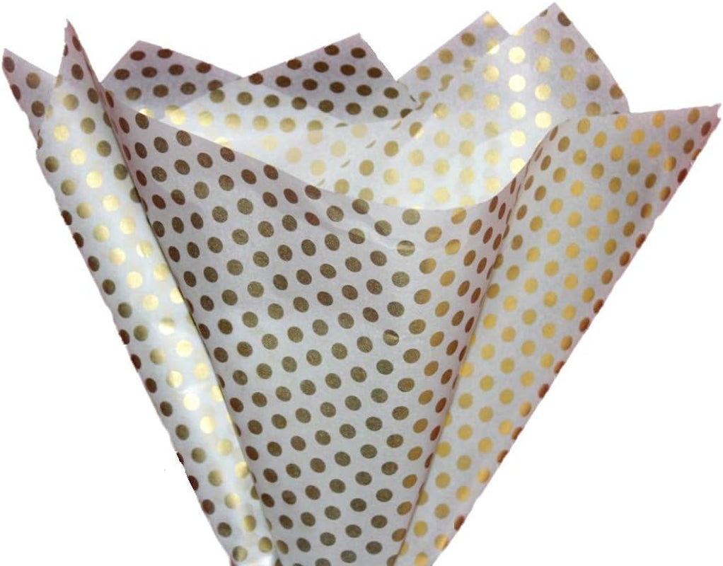 Gift Wrapping Tissue Paper - Gift Wrap for Birthdays, DIY Crafts, & Christmas - 100 Sheets Bulk Tissue Paper for Gift Bags - Lightweight & Easy to Shape - Gold Dots (15 X 20 Inches)