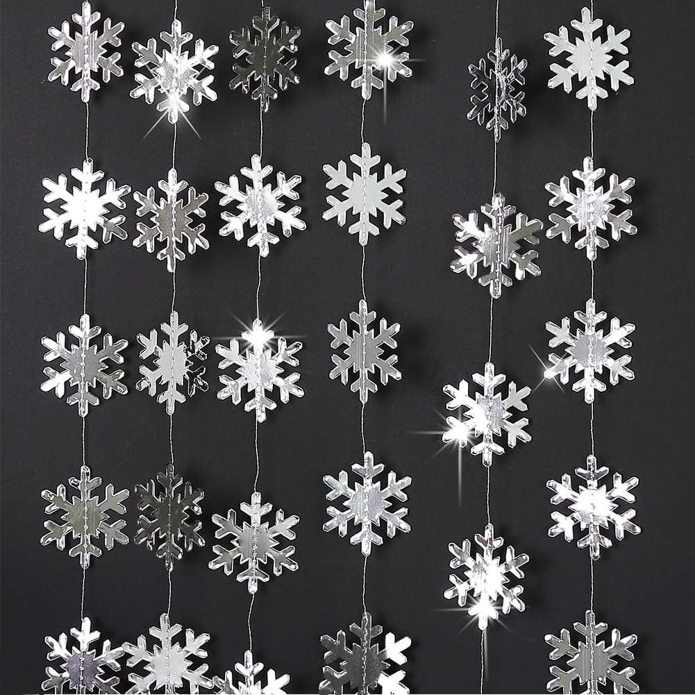 Winter Wonderland Shining Silver Gold Snowflakes Garland Kit Christmas Hanging Decoration Streamers Party Decor Kids Frozen Birthday Christmas Tree New Year Baby Shower Supplies