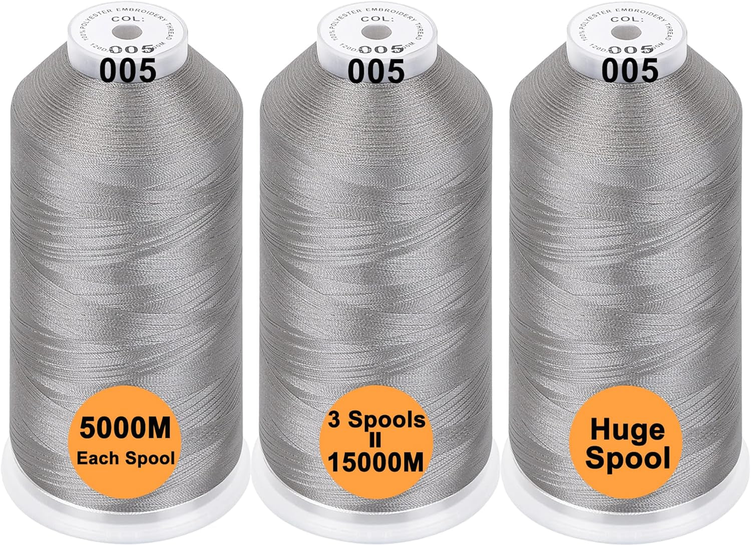 Polyester Embroidery Machine Thread Assorted Color Packs - 40 Options - 5000M Spool - for All Embroidery Machines