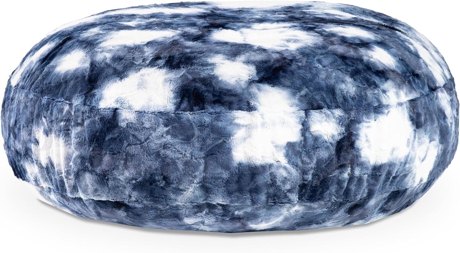 Cocoon 4 Foot Bean Bag Chair - Faux Fur, Blue & White Print