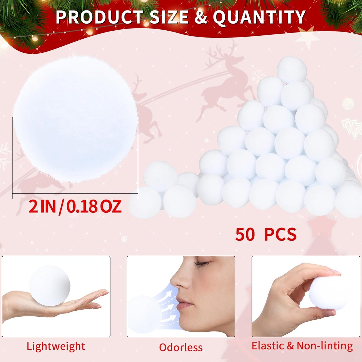 50 Pack Snow Toy Balls for Kids Indoor, Artificial Snow Fight Balls Kids Toys, Indoor Snow Fight Ball Set, Soft Snow Fake Balls Party Supplies Parent-Child Throwing Game