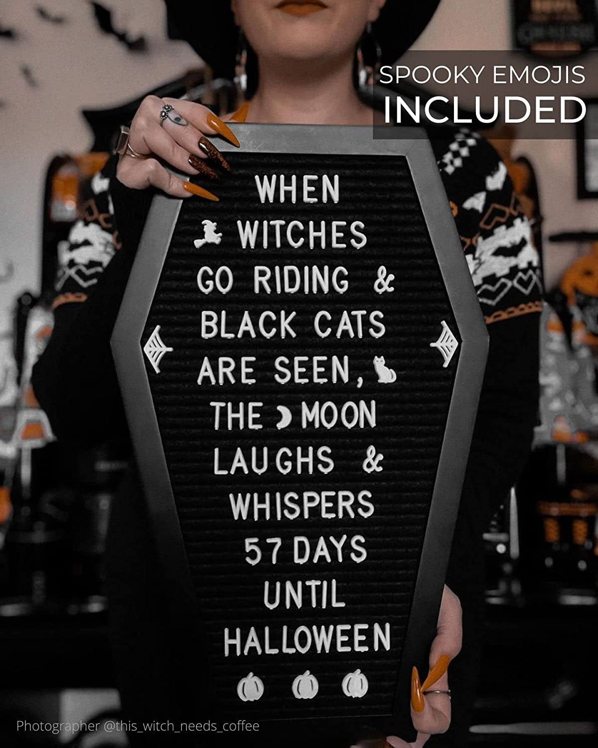 Coffin Letter Board Black