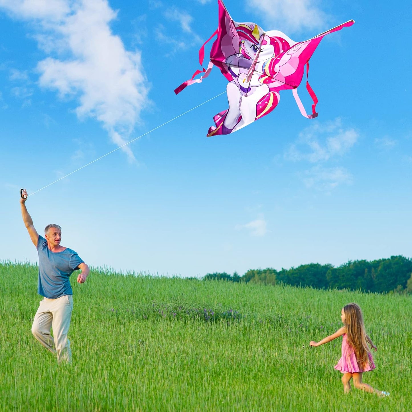 43.3'' Giant Unicorn Kite Easy to Fly Huge Kites for Kids and Adults with 262.5 Ft Kite String, Large Beach Kite for Outdoor Games and Activities