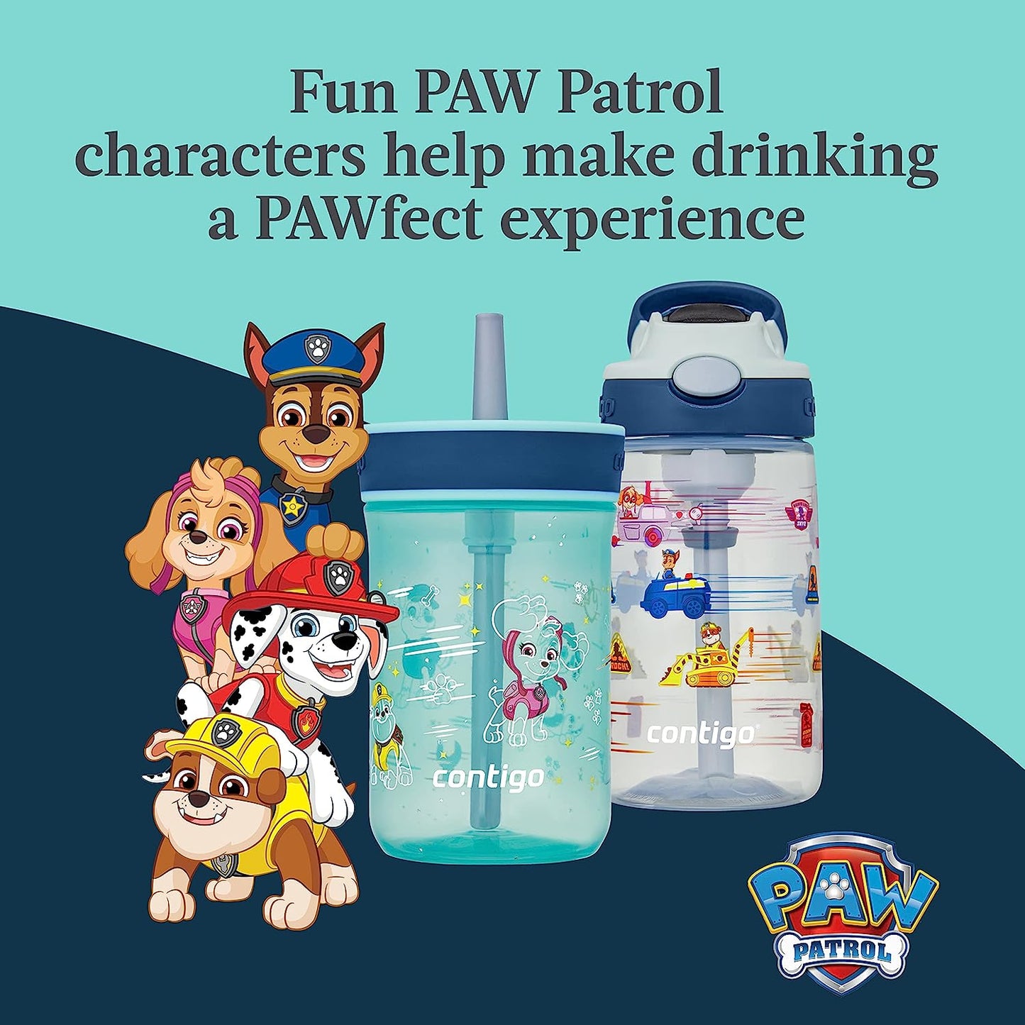 Aubrey Leak-Proof Spill-Proof Water Bottle, Paw Patrol, 14Oz., 2 Pack