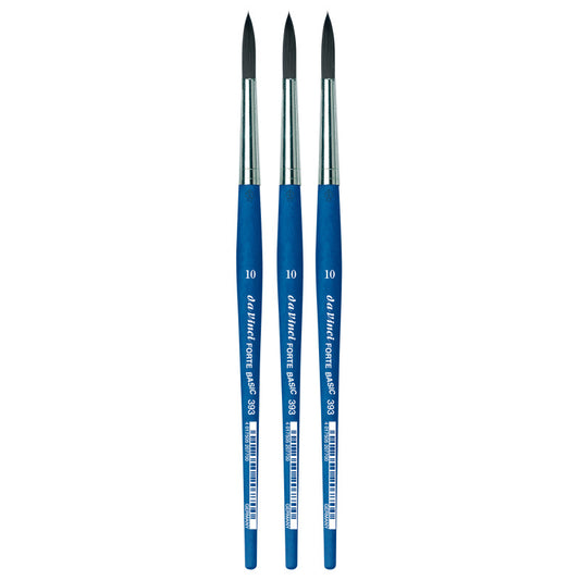 FORTE BASIC Student Brush, Synthetic, Acrylic, Round, Series 393, Size 10, Pack of 3