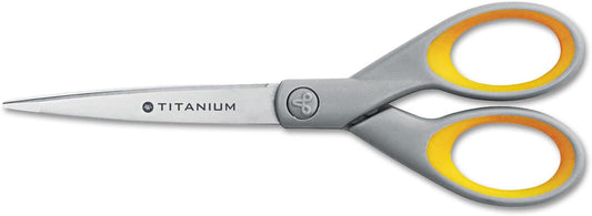 Titanium Bonded Scissors with Soft Handles, 7" Straight, Single (13526)