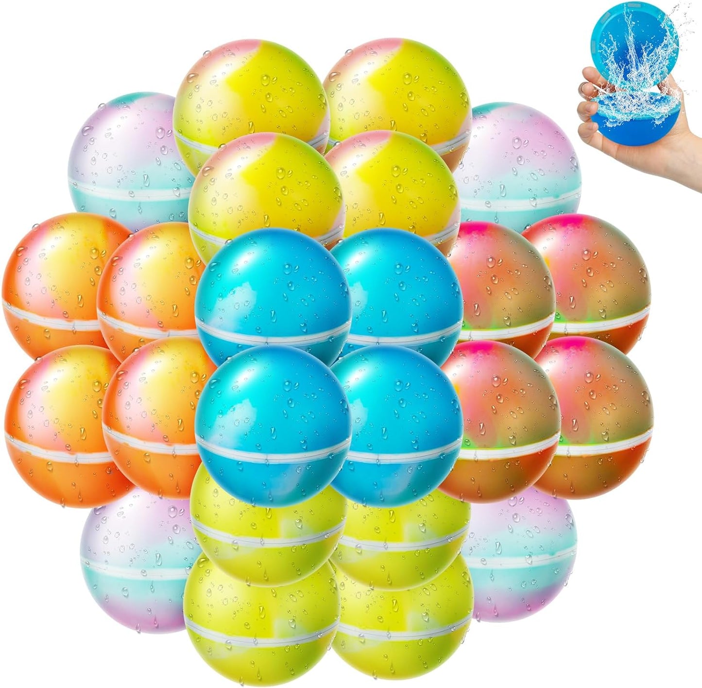 12 PCS Reusable Water Balloons Water Balls,Bbiodegradable Water Balloons,Soft Silicone Water Balloons Self Sealing Quick Fill Summer Games for Kids Outside,Summer Fun Party Gift