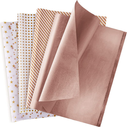 Tissue Paper, 120 Sheets Rose Gold Tissue Paper Bulk, Gift Wrapping Paper for Gift Bags, Flower, Valentines, Christmas, Wedding, Birthday Party, Holiday Decor, DIY Crafts (19.7 X 13.8 Inch)