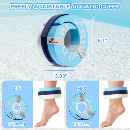 Foam Aquatic Cuffs Exercise Equipment:  Water Aerobics Float Ring with Adjustable Webbing Pool Exercise Workout Set Water Ankle Buoyancy Ring Arm Belts for Swimming Pool Fitness Training
