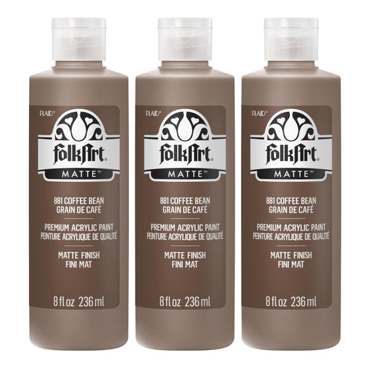 Acrylic Paint Matte, 8oz., Coffee Bean, Pack of 3