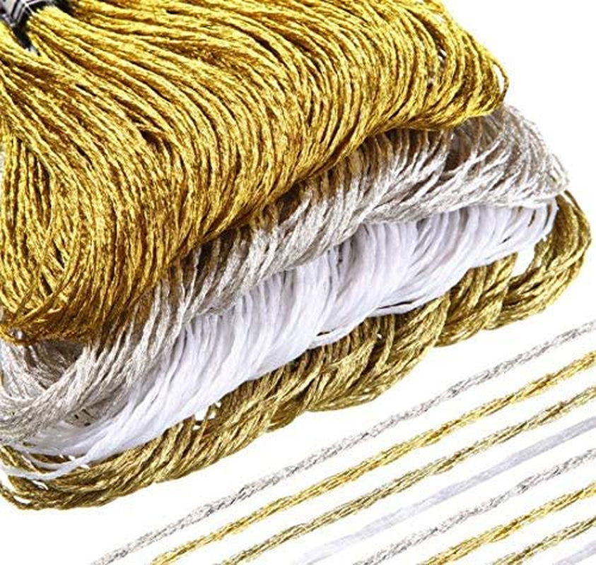 24 Skeins Metallic Embroidery Threads Glitter Embroidery Floss Embroidery Floss-Cross Stitch Thread Gold and Silver Polyester Thread Friendship Bracelets Thread for Embroidery Thread Crafts